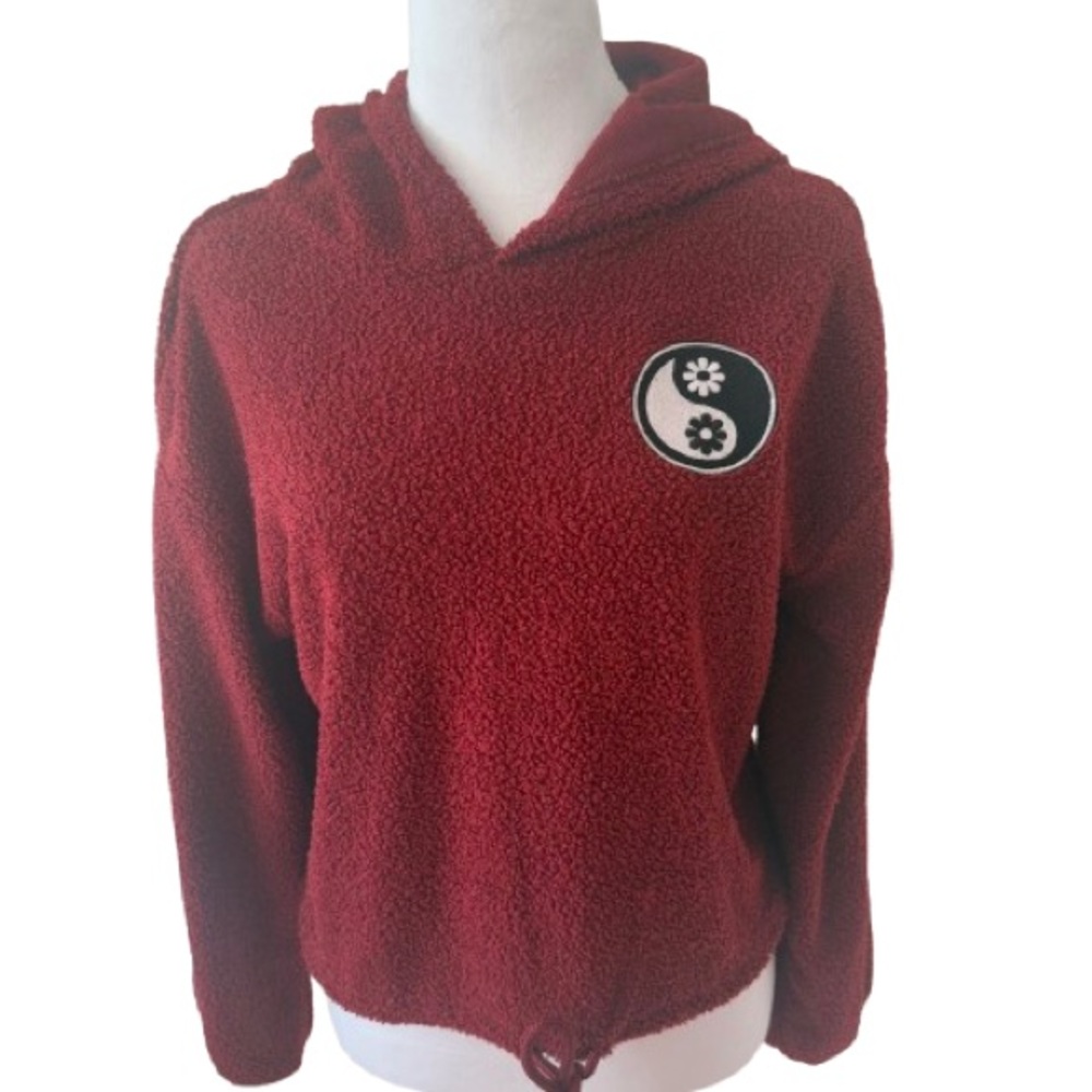 Red Hooded Sweatshirt with Yin Yang Patch Size 3-5 Juniors
